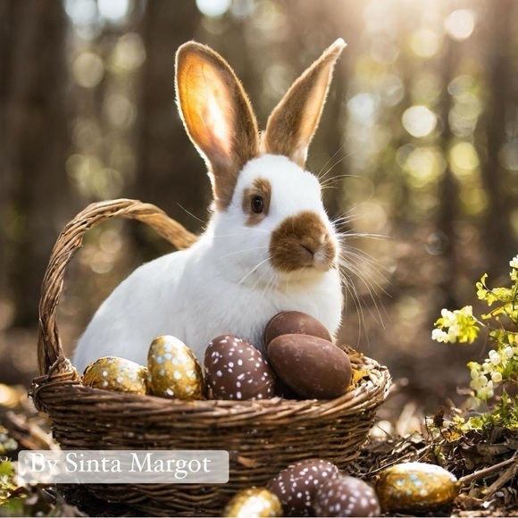 Easter bunny digital ai art by me made as a print once purchased NWT - Picture 1 of 2